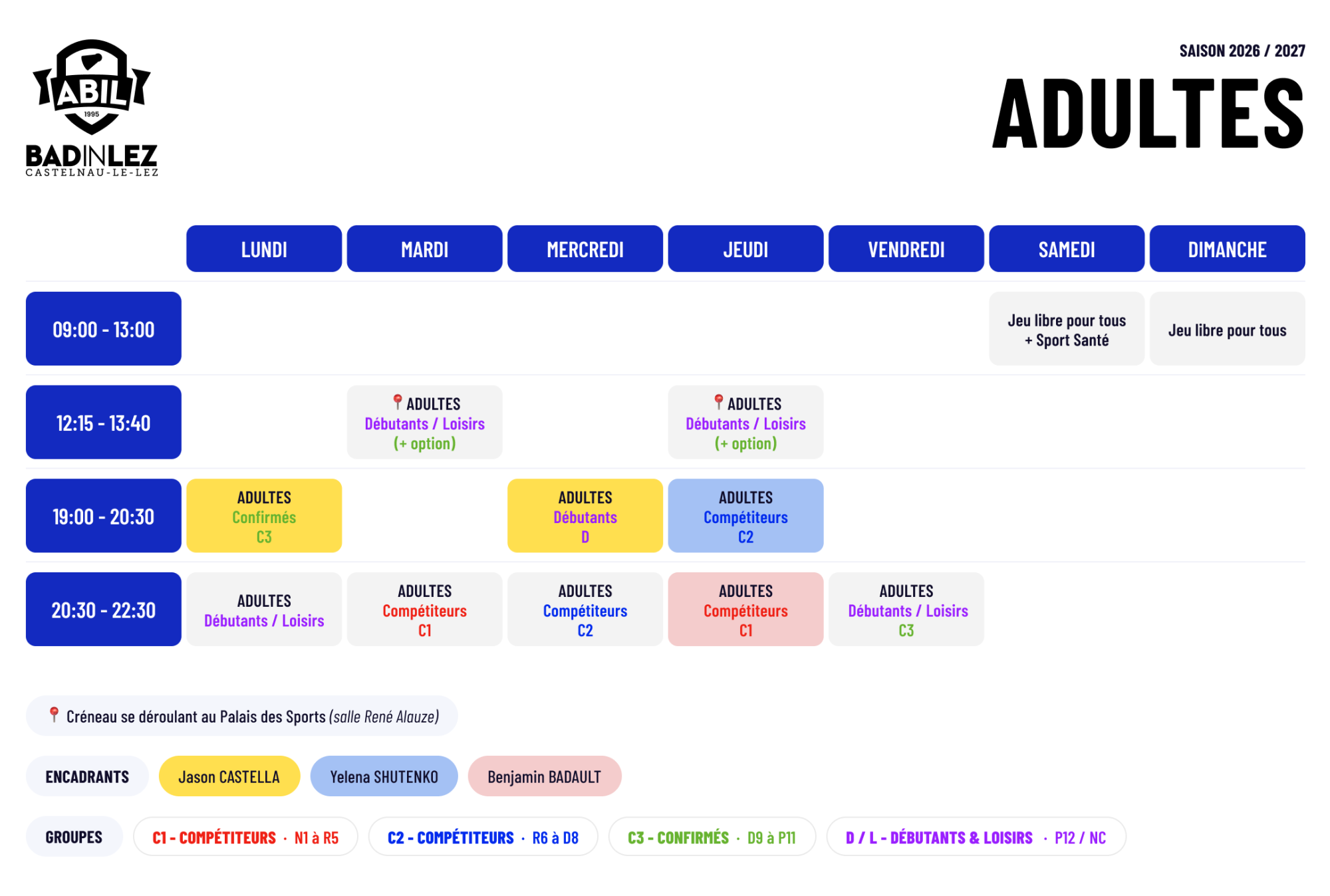 SAISON 2026 - 2027 — Adultes